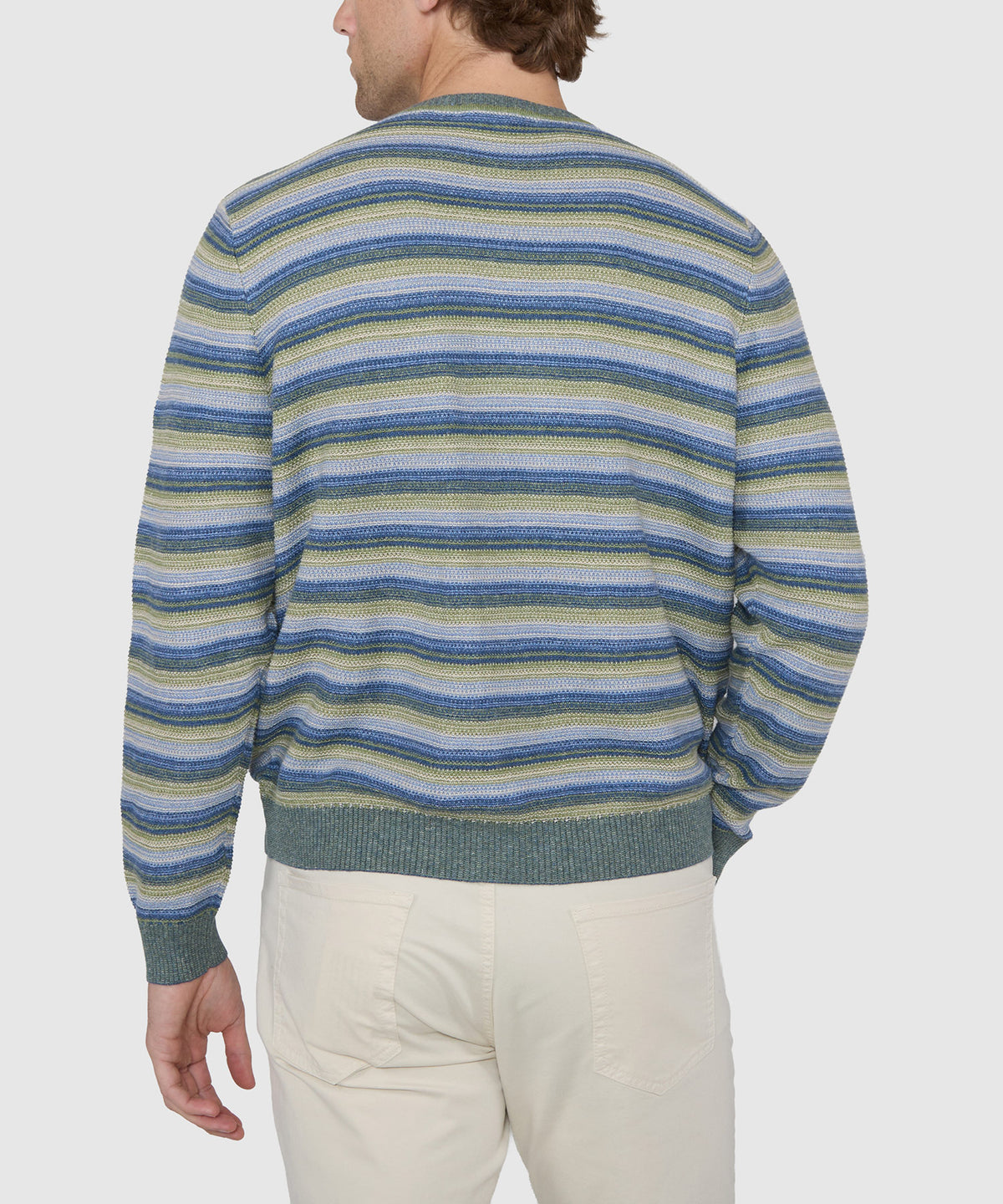 Westport Black Textured Stripe Crew Sweater, Men's Big & Tall