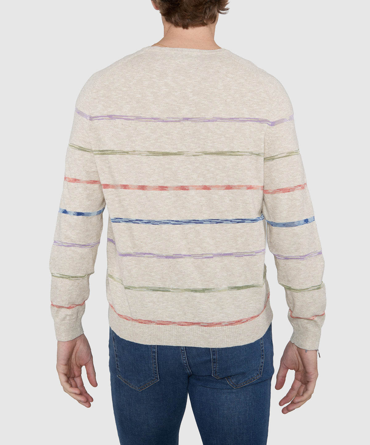 Westport Black Space Dye Stripe Crew Sweater, Men's Big & Tall