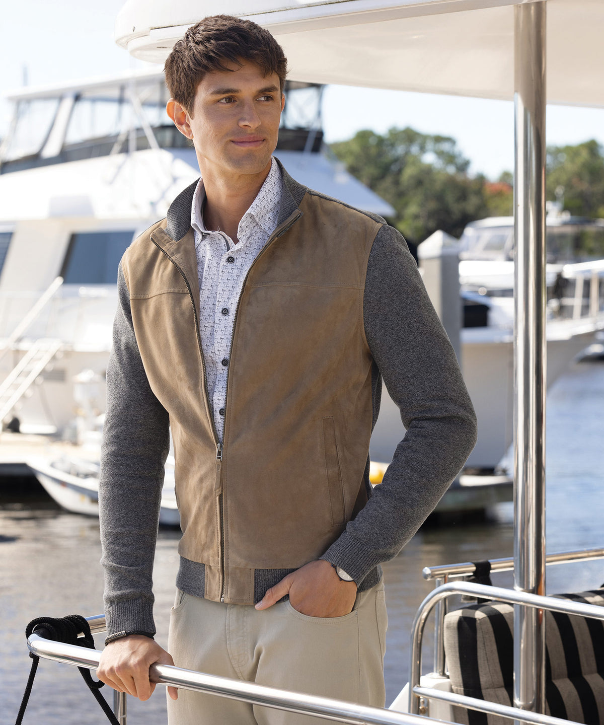 Westport Black Suede Knit Cardigan, Men's Big & Tall