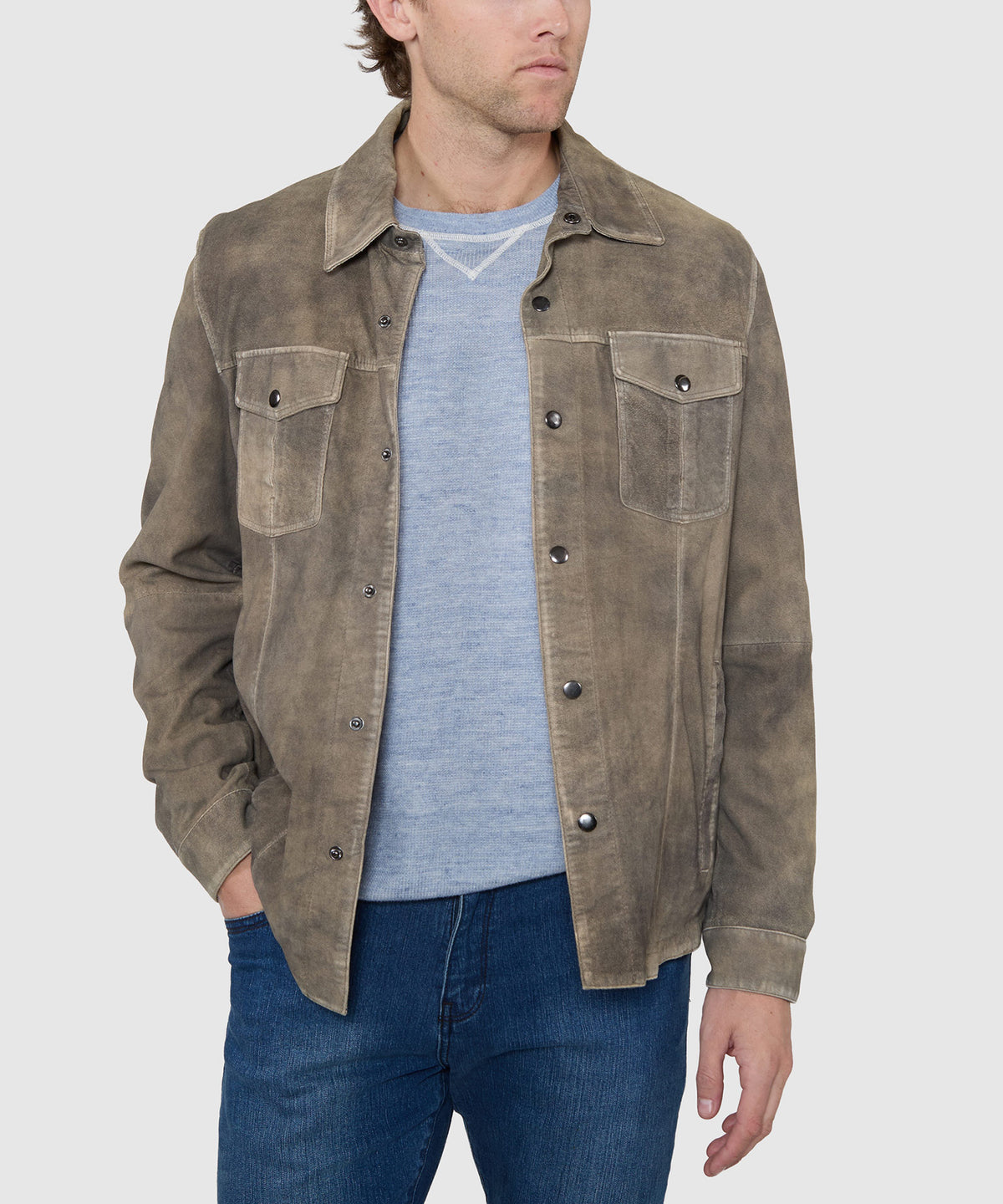 Westport Black Asheville Suede Shirt Jacket, Men's Big & Tall