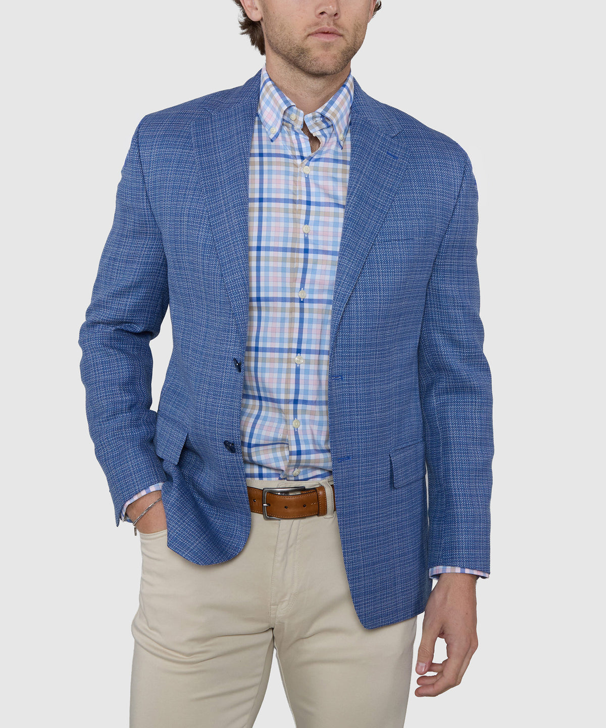 Michael Kors Two-Button Center Vent Plaid Sport Coat, Men's Big & Tall