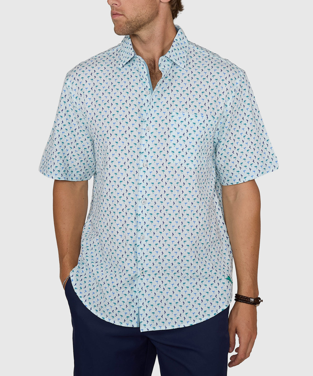 Tommy Bahama Short Sleeve Nova Wave Flock It To You Sport Shirt, Men's Big & Tall