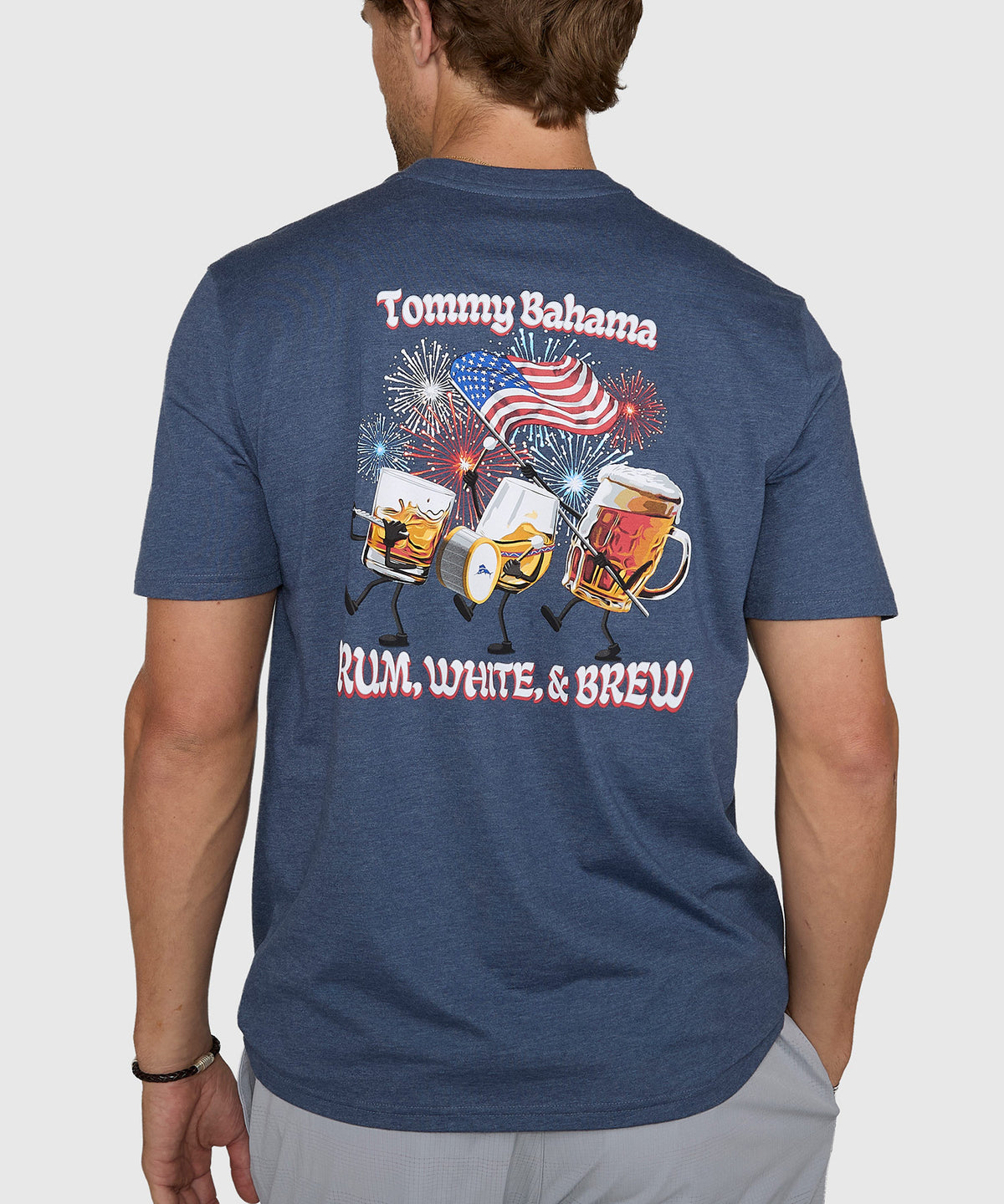 Tommy Bahama Rum White and Brew Crew Neck T-Shirt, Men's Big & Tall