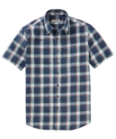 Westport Lifestyle Short Sleeve Washed Out Plaid Sport Shirt, Men's Big & Tall