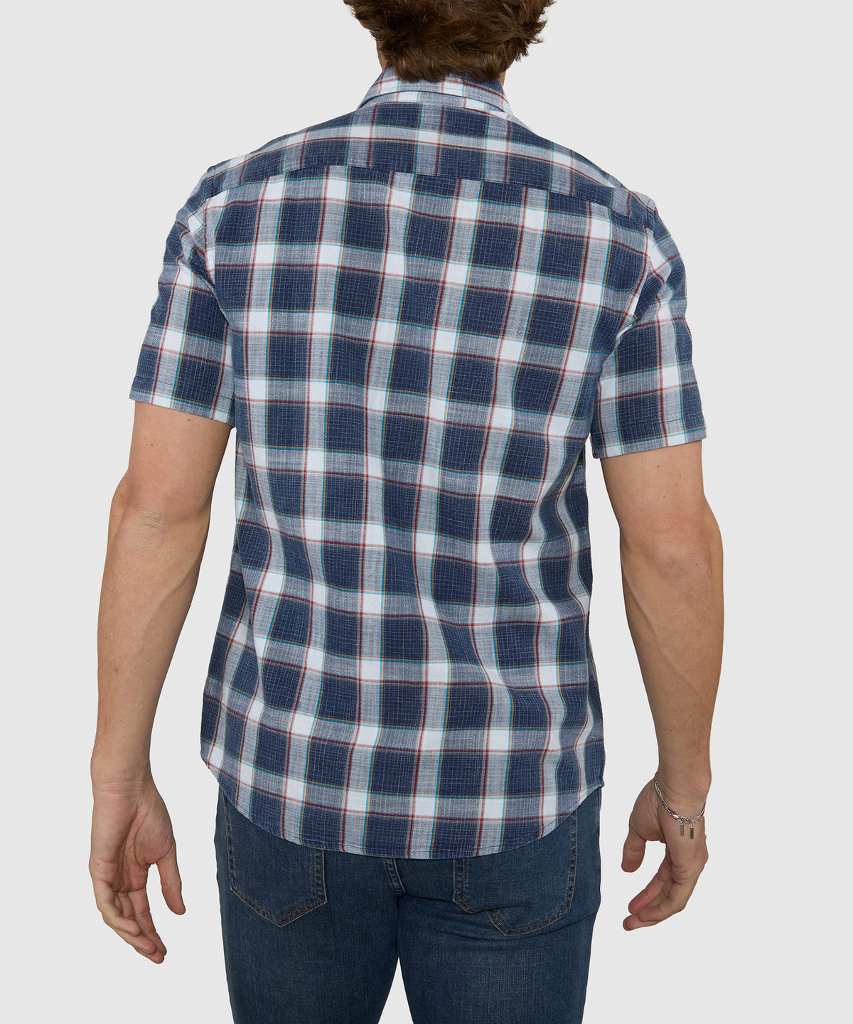 Westport Lifestyle Short Sleeve Washed Out Plaid Sport Shirt, Men's Big & Tall