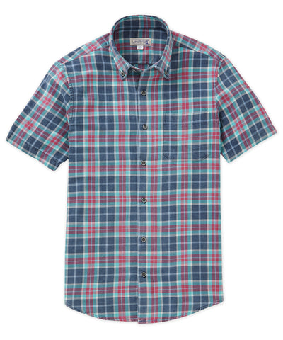 Westport Lifestyle Short Sleeve Washed Out Plaid Sport Shirt, Men's Big & Tall