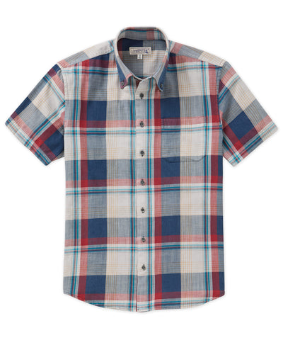 Westport Lifestyle Short Sleeve Washed Out Plaid Sport Shirt, Men's Big & Tall