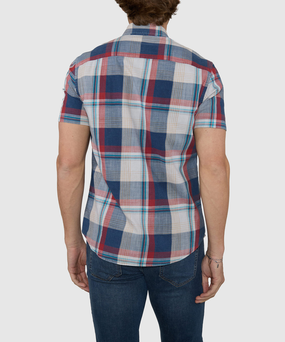 Westport Lifestyle Short Sleeve Washed Out Plaid Sport Shirt, Men's Big & Tall