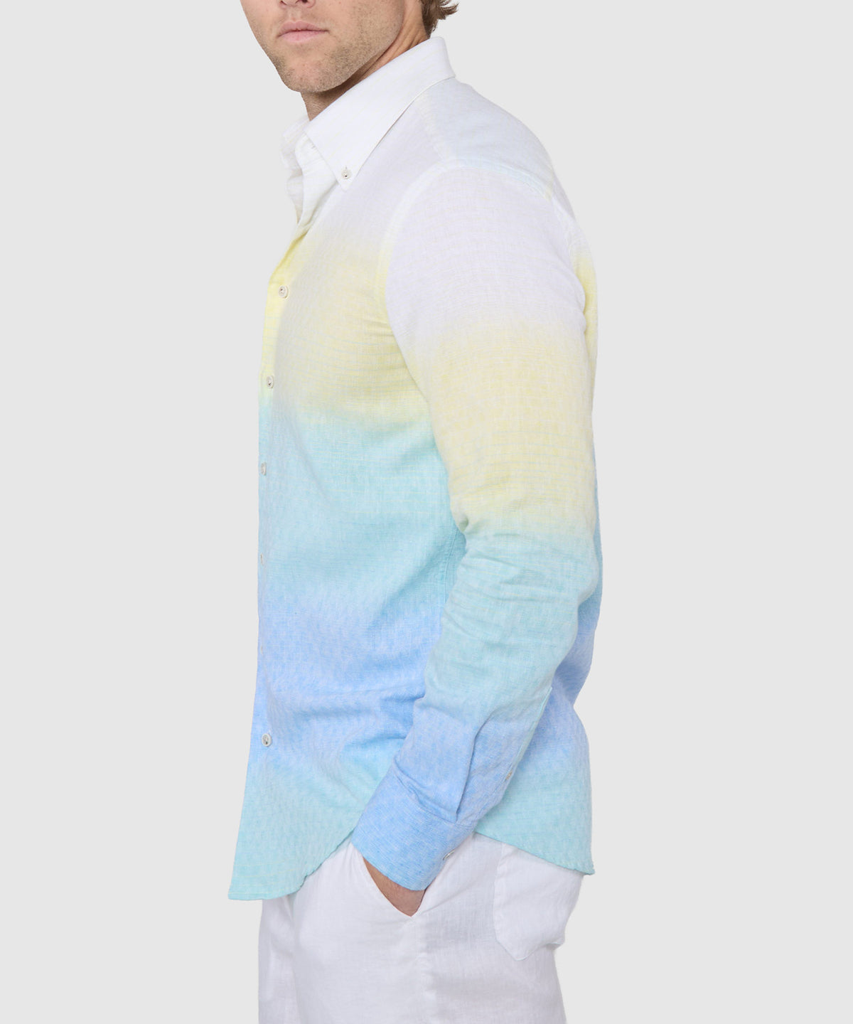 Westport Black Long Sleeve Button-Down Cotton-Linen Hombre Sport Shirt, Men's Big & Tall