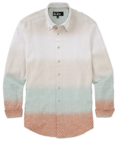 Westport Black Long Sleeve Button-Down Cotton-Linen Hombre Sport Shirt, Men's Big & Tall