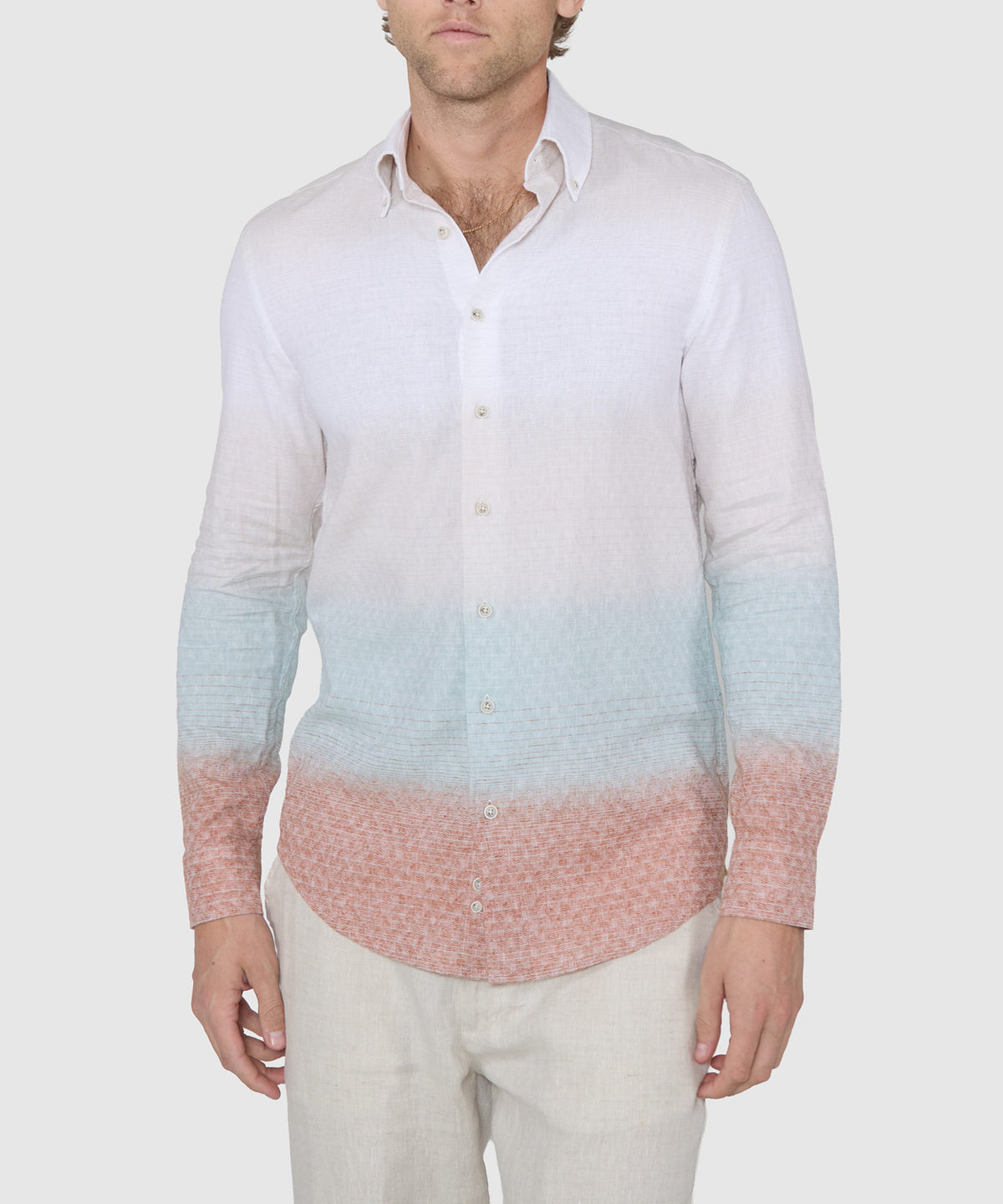 Westport Black Long Sleeve Button-Down Cotton-Linen Hombre Sport Shirt, Men's Big & Tall