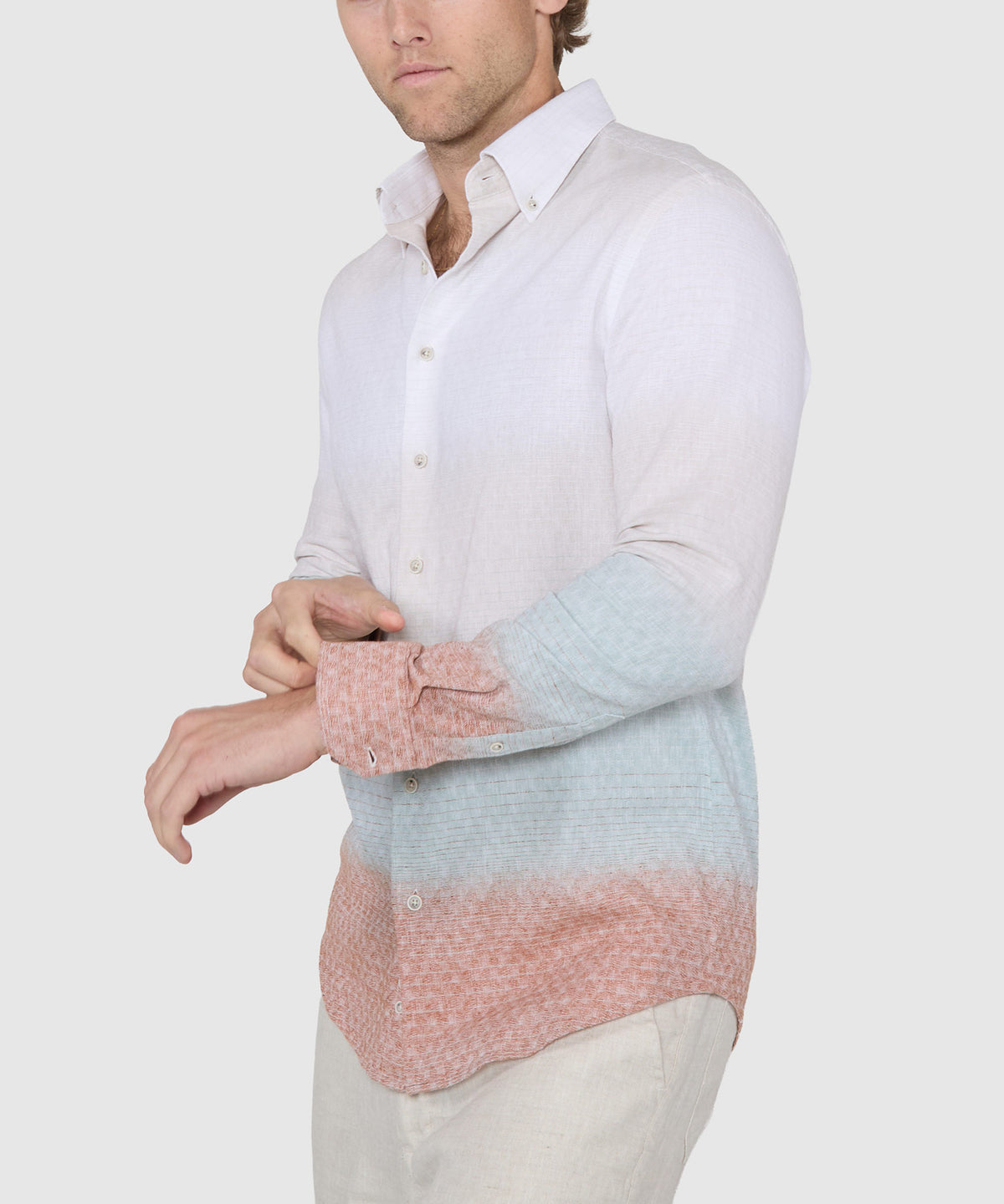 Westport Black Long Sleeve Button-Down Cotton-Linen Hombre Sport Shirt, Men's Big & Tall