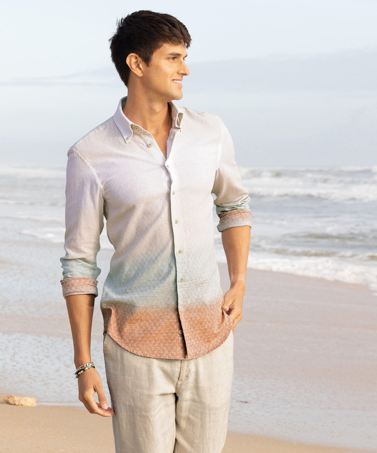 Westport Black Long Sleeve Button-Down Cotton-Linen Hombre Sport Shirt, Men's Big & Tall