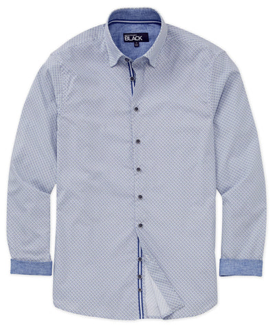 Westport Black Long Sleeve Print Sport Shirt, Men's Big & Tall