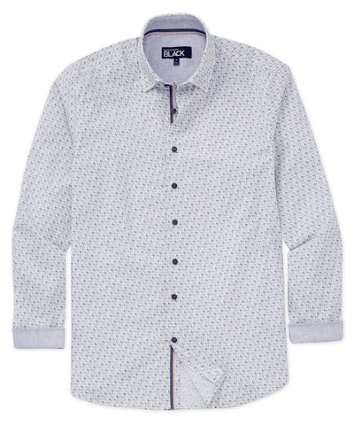 Westport Black Long Sleeve Print Sport Shirt, Men's Big & Tall