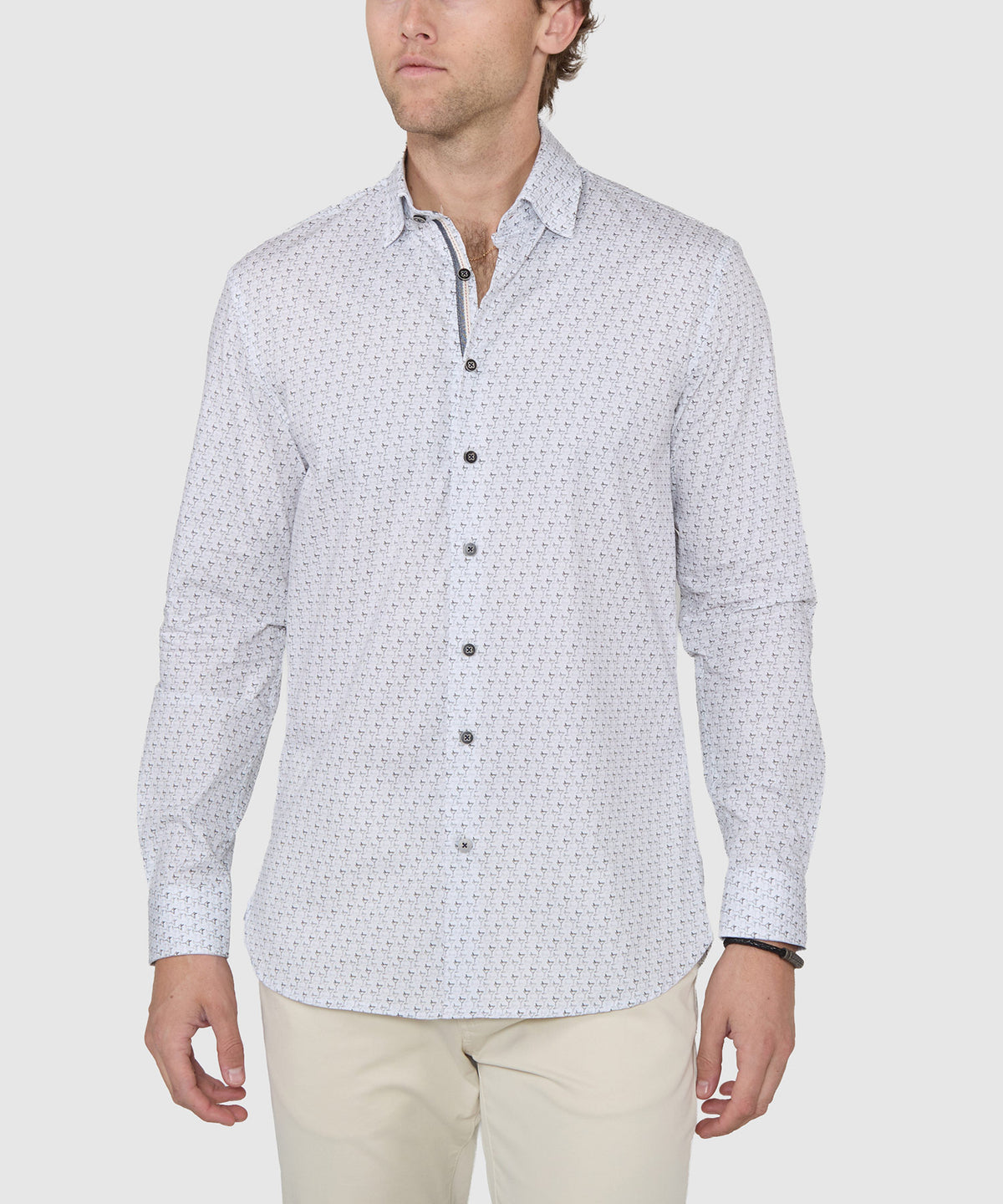 Westport Black Long Sleeve Print Sport Shirt, Men's Big & Tall