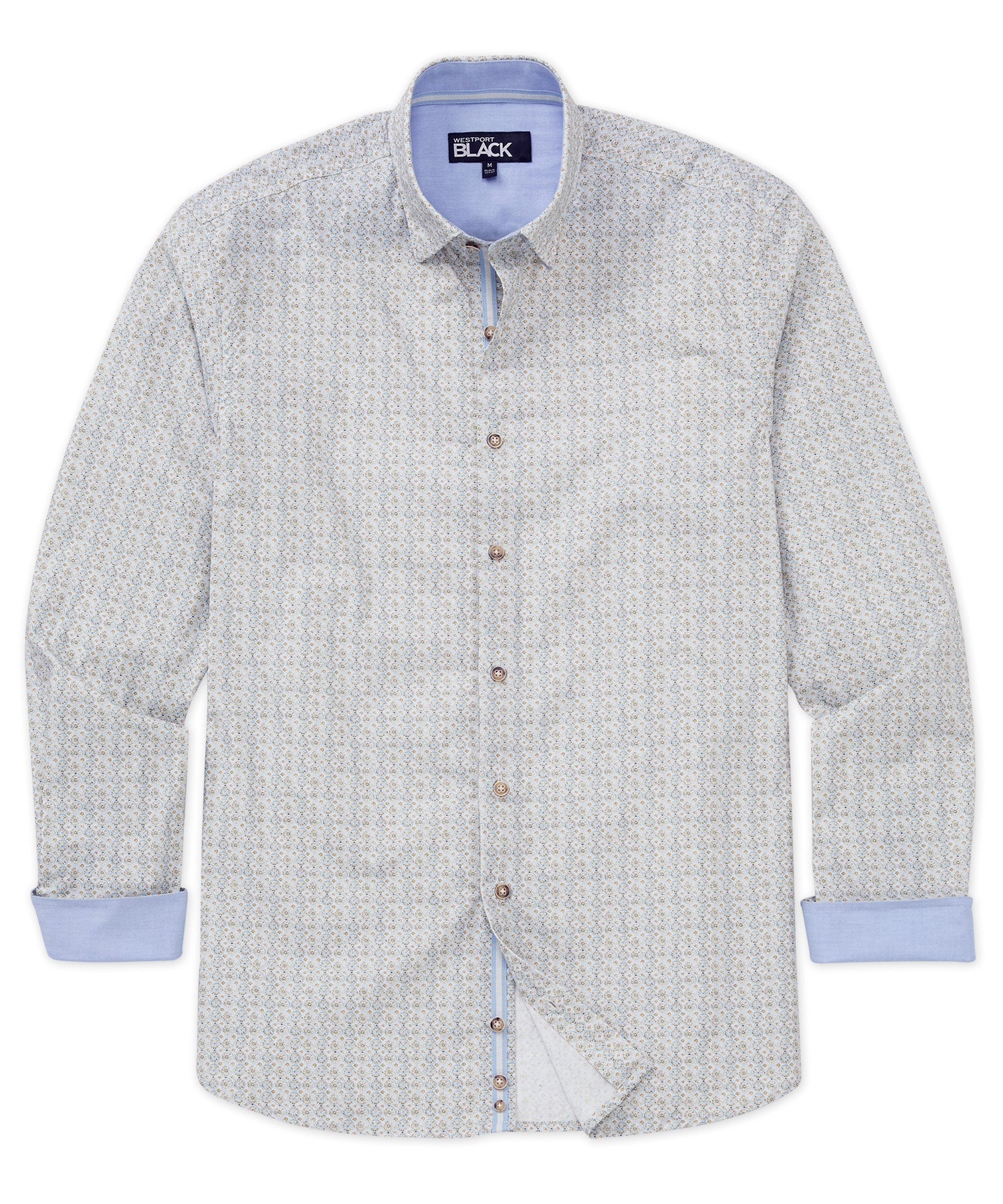 Westport Black Long Sleeve Print Sport Shirt