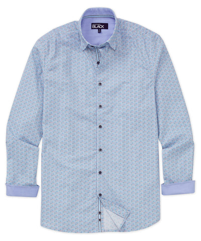 Westport Black Long Sleeve Print Sport Shirt, Men's Big & Tall