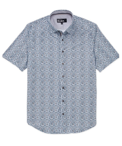 Westport Black Short Sleeve Printed Sport Shirt, Men's Big & Tall