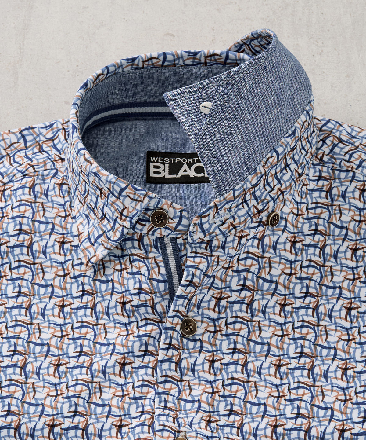 Westport Black Short Sleeve Printed Sport Shirt, Men's Big & Tall
