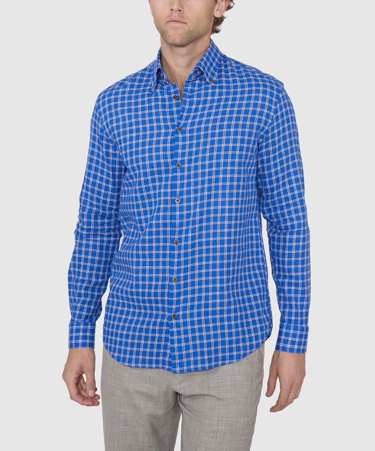 Westport Black Long Sleeve Button-Down Collar Linen-Cotton Sport Shirt, Men's Big & Tall