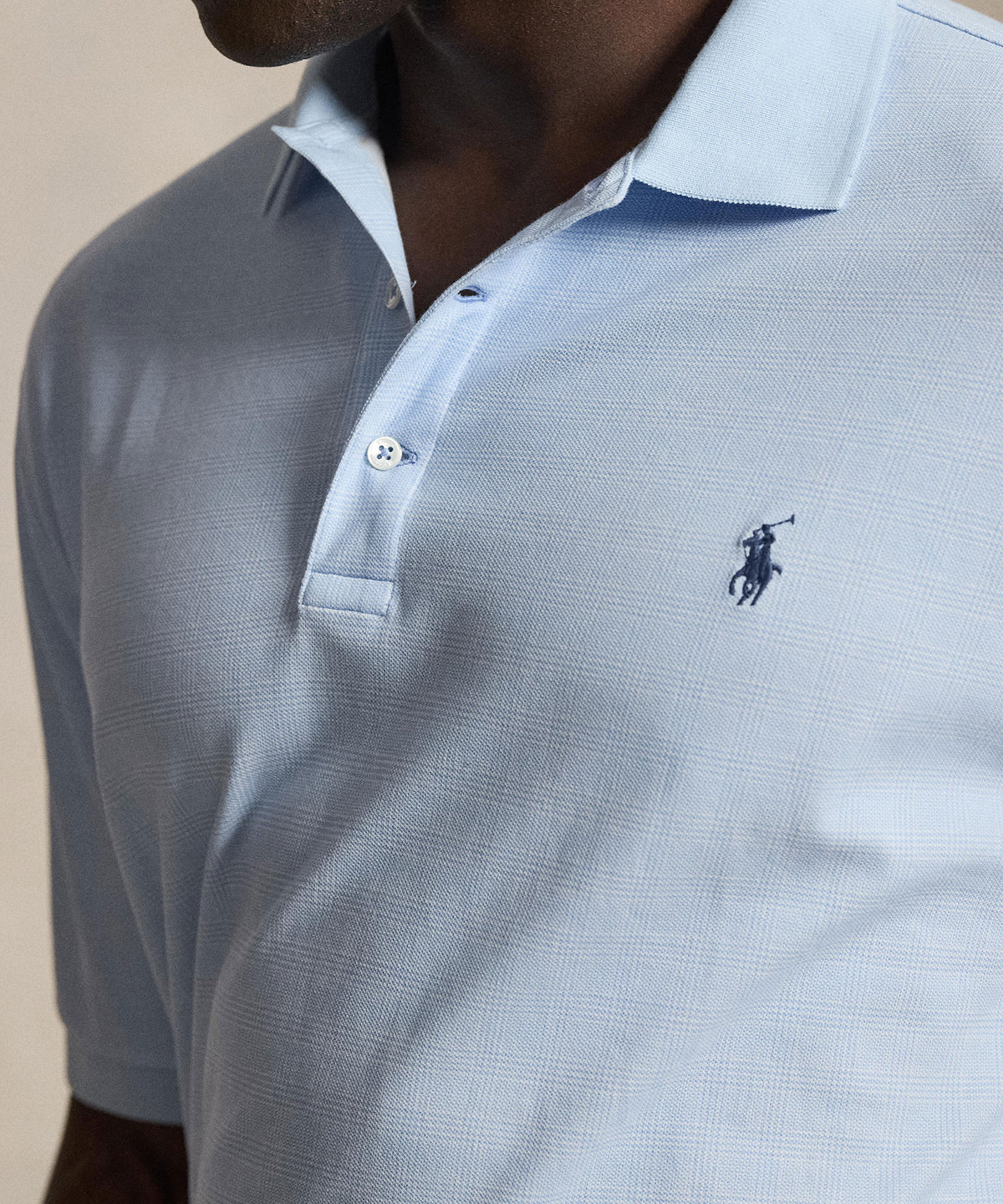 Polo Ralph Lauren Short Sleeve Glen Plaid Stretch Mesh Polo, Men's Big & Tall