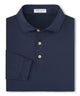 Peter Millar Solid Long Sleeve Performance Polo - Navy
