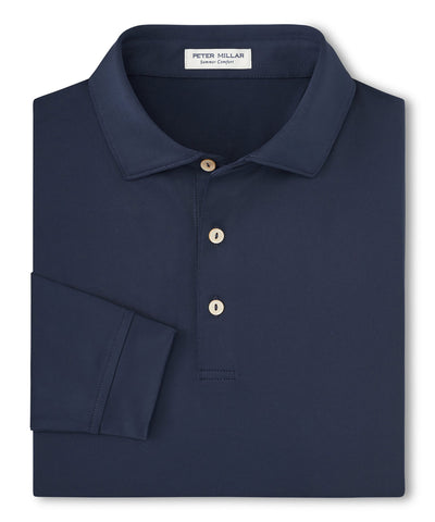 Peter Millar Solid Long Sleeve Performance Polo, Men's Big & Tall