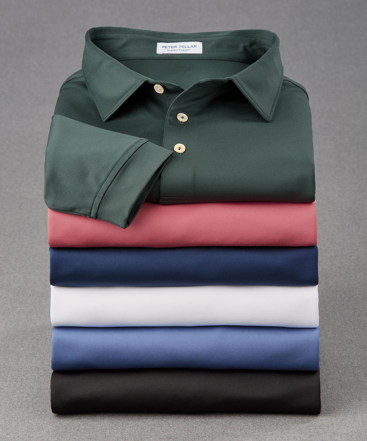 Peter Millar Solid Long Sleeve Performance Polo, Men's Big & Tall