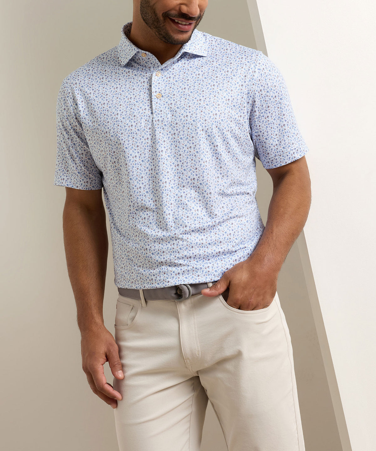 Peter Millar Ranch Water Print Polo, Men's Big & Tall