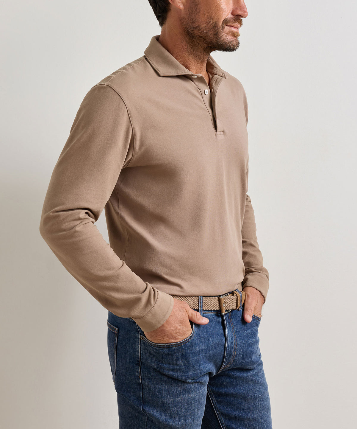 Peter Millar Crown Flex Long Sleeve Polo, Men's Big & Tall