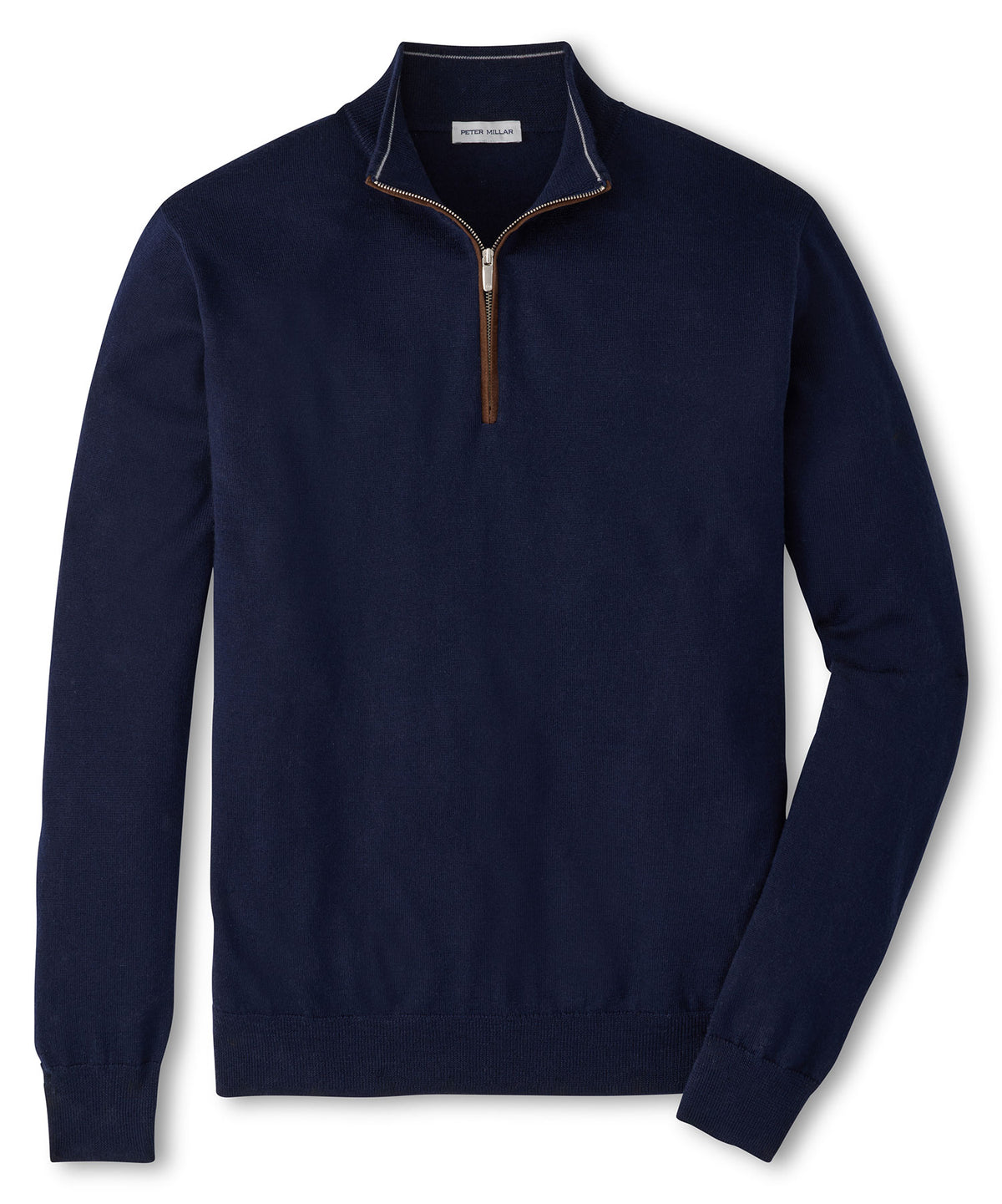 Peter Millar Autumn Crest Suede Trim Quarter-Zip Pullover - Navy, Men's Big & Tall