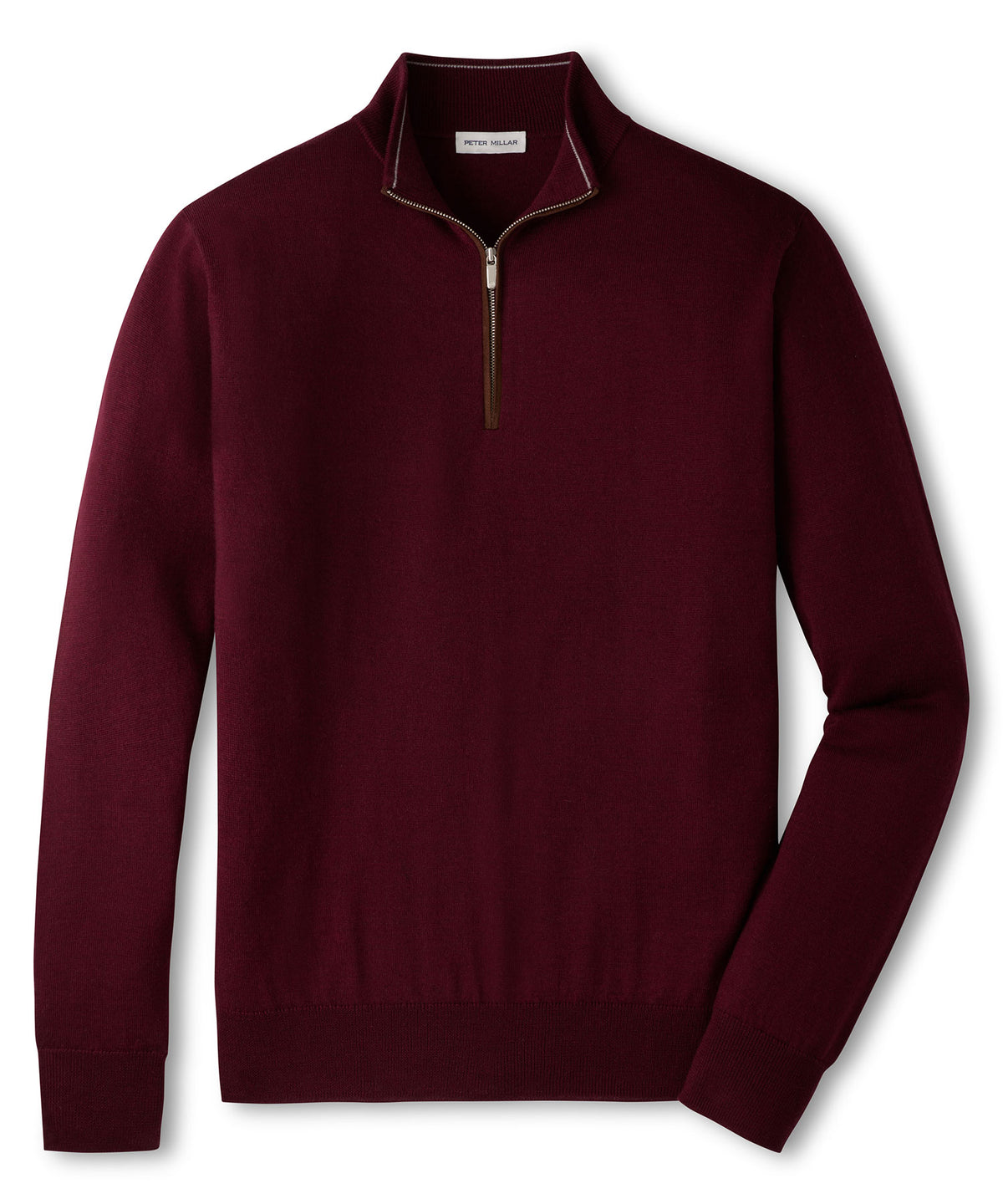 Peter Millar Autumn Crest Suede Trim Quarter-Zip Pullover - Bordeaux, Men's Big & Tall