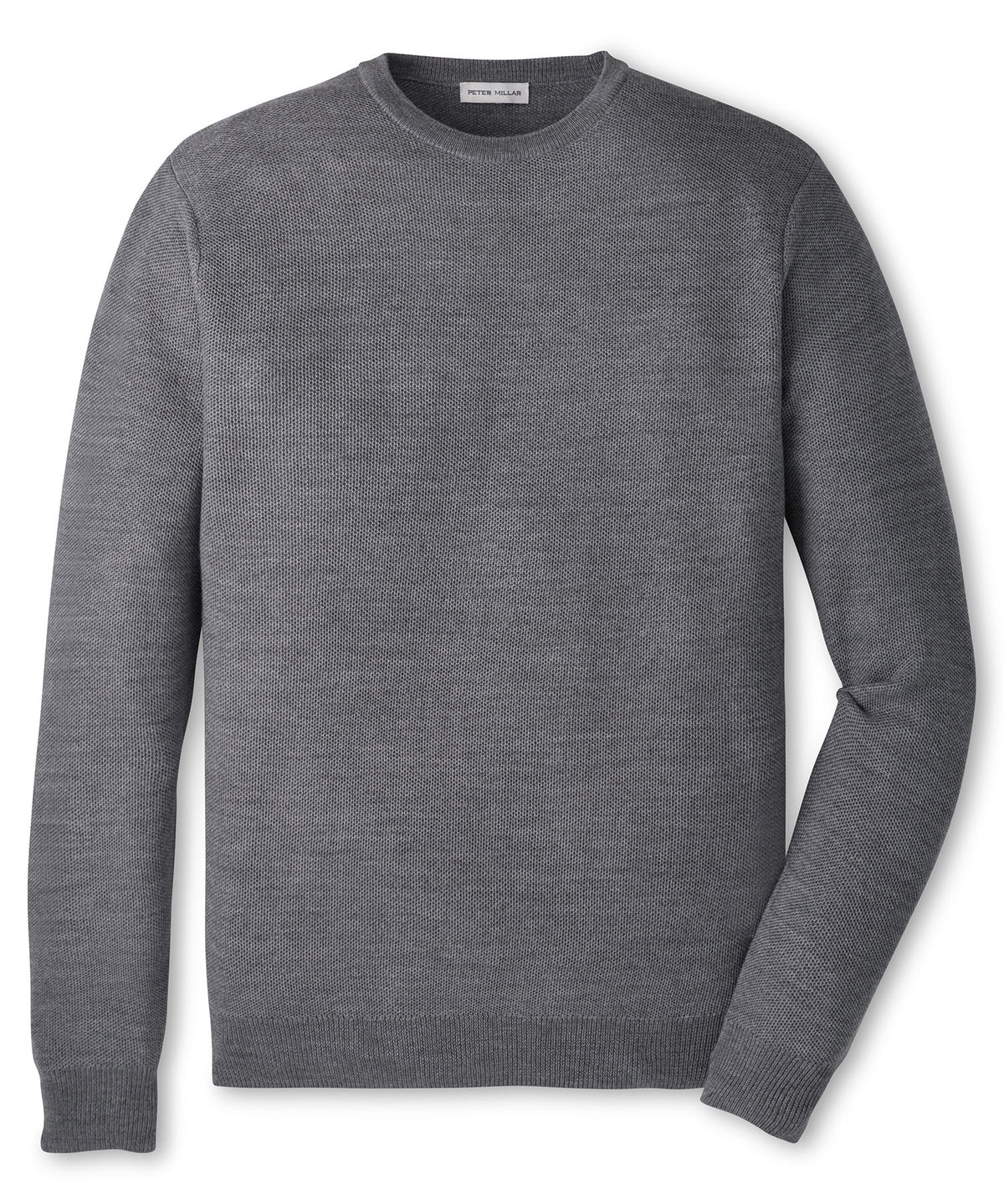 Peter Millar Long Sleeve Autumn Crest Honeycomb Crew Neck Pullover - Oslo Grey, Men's Big & Tall