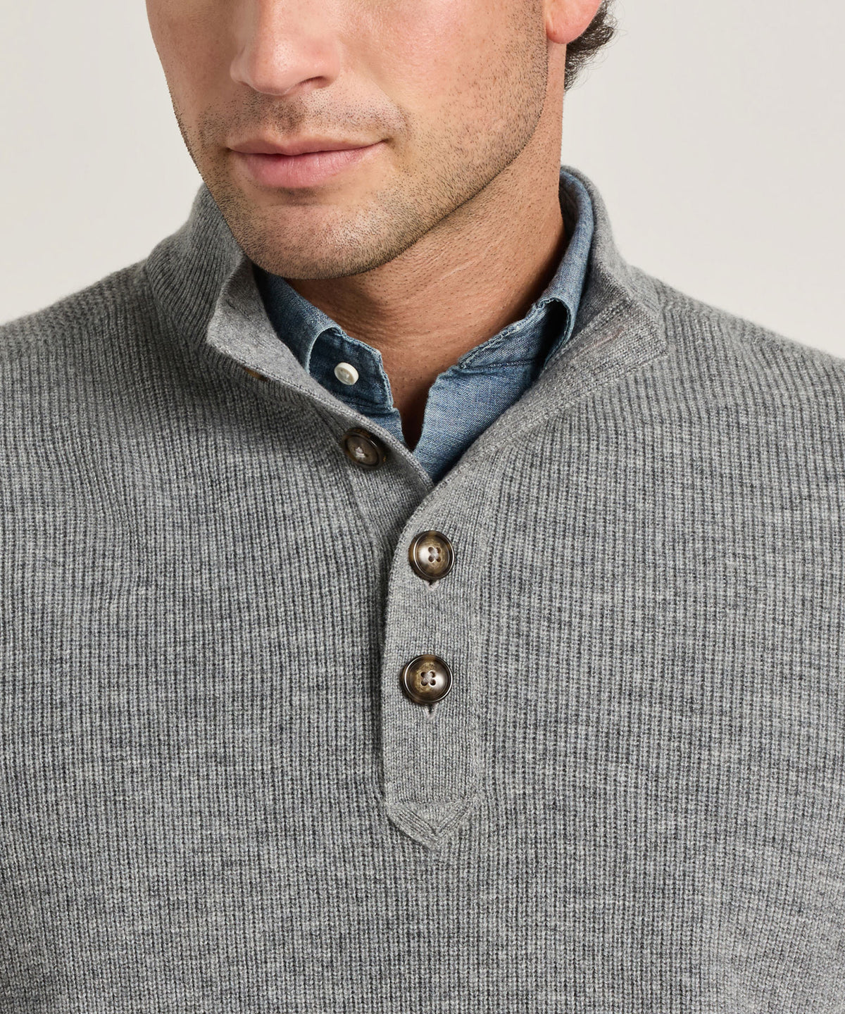 Peter Millar Blackburn Button Mock Sweater, Men's Big & Tall