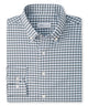 Peter Millar men's sport shirt in blue/white check, button-down collar, long sleeve - Pine Brook