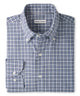 Peter Millar blue plaid performance flannel shirt, button-up with spread collar - Crown Blue
