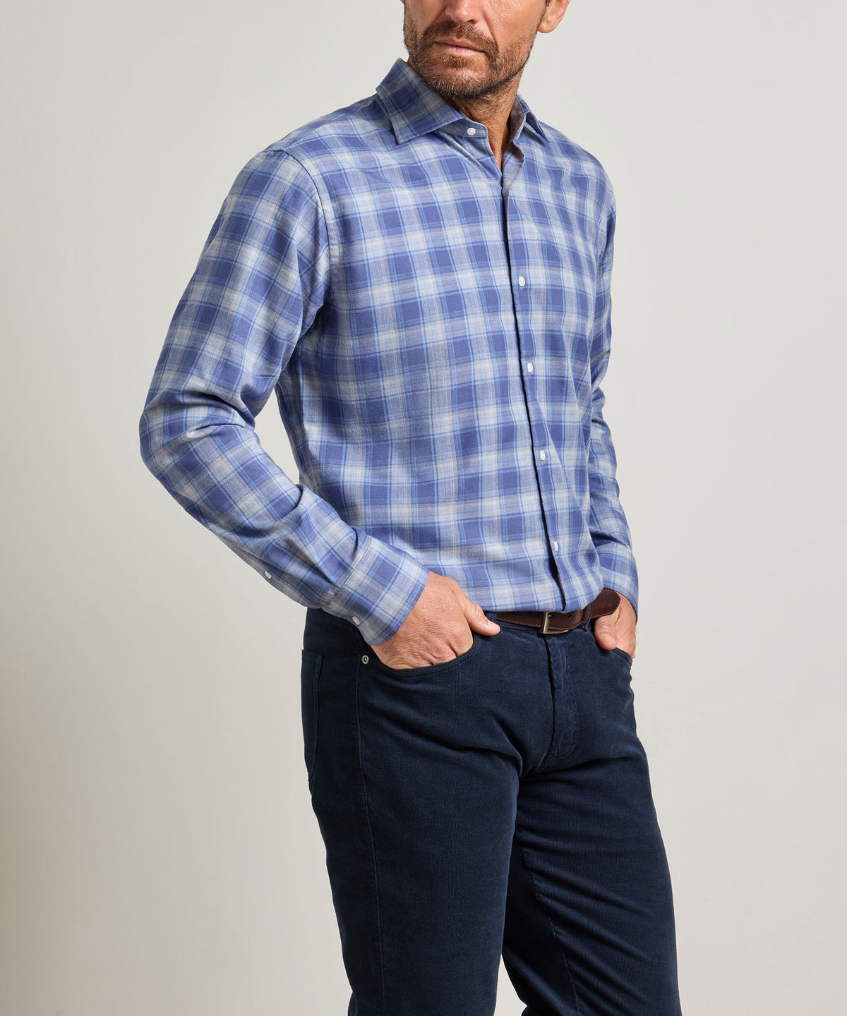 Peter Millar Cannon Performance Flannel Long Sleeve Sport Shirt, Men's Big & Tall