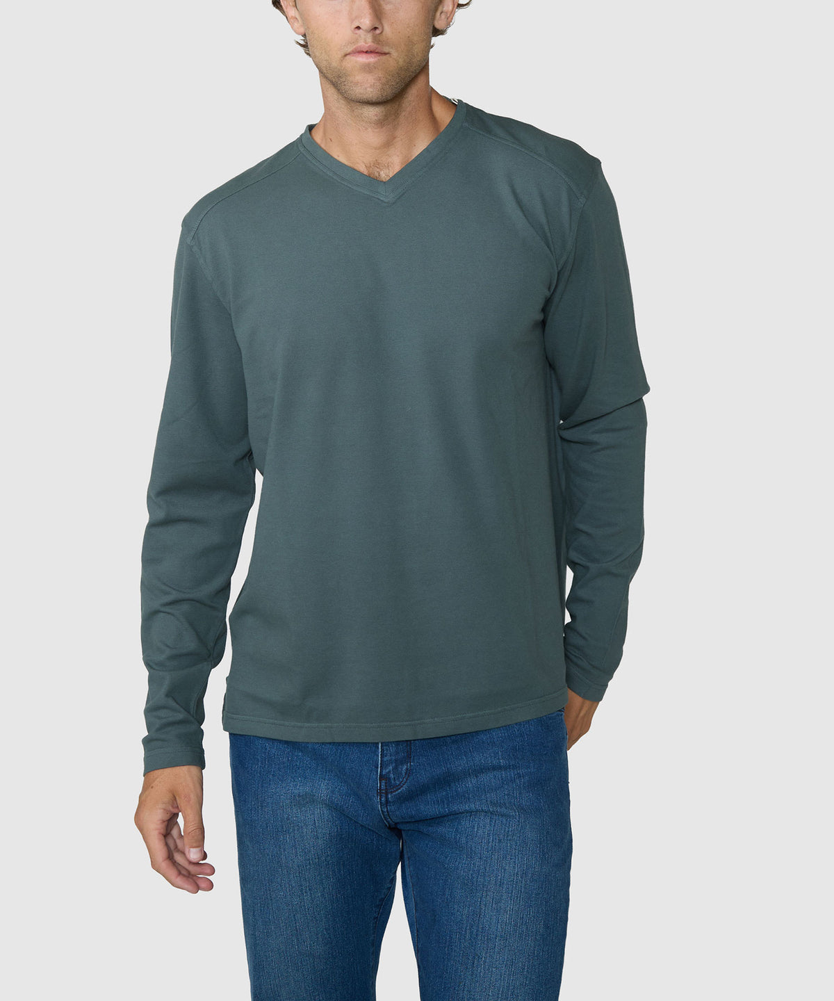Westport Lifestyle Long Sleeve Dunes Pique Hi-Vee Tee, Men's Big & Tall