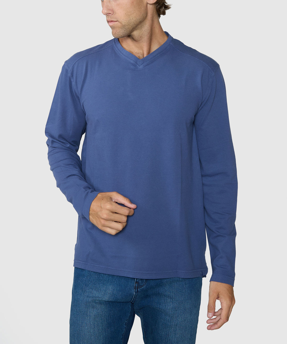 Westport Lifestyle Long Sleeve Dunes Pique Hi-Vee Tee - Navy, Men's Big & Tall
