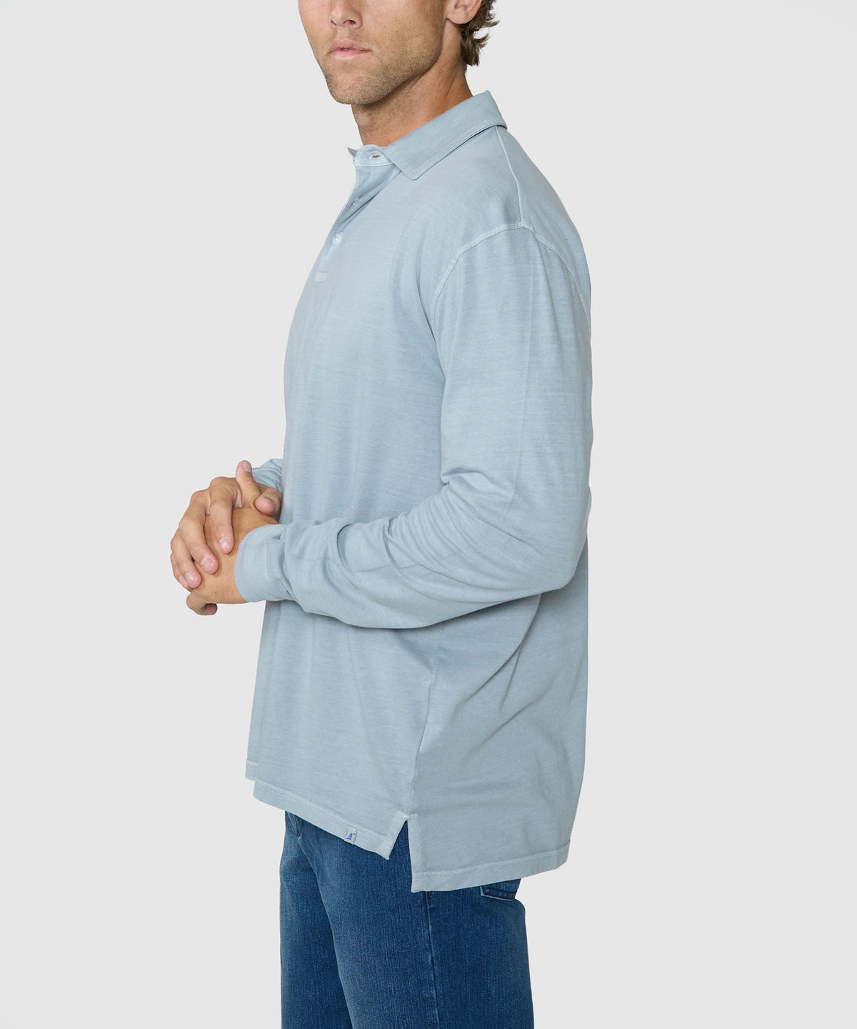 Westport Lifestyle Sunwashed Long Sleeve Polo - Granite, Men's Big & Tall