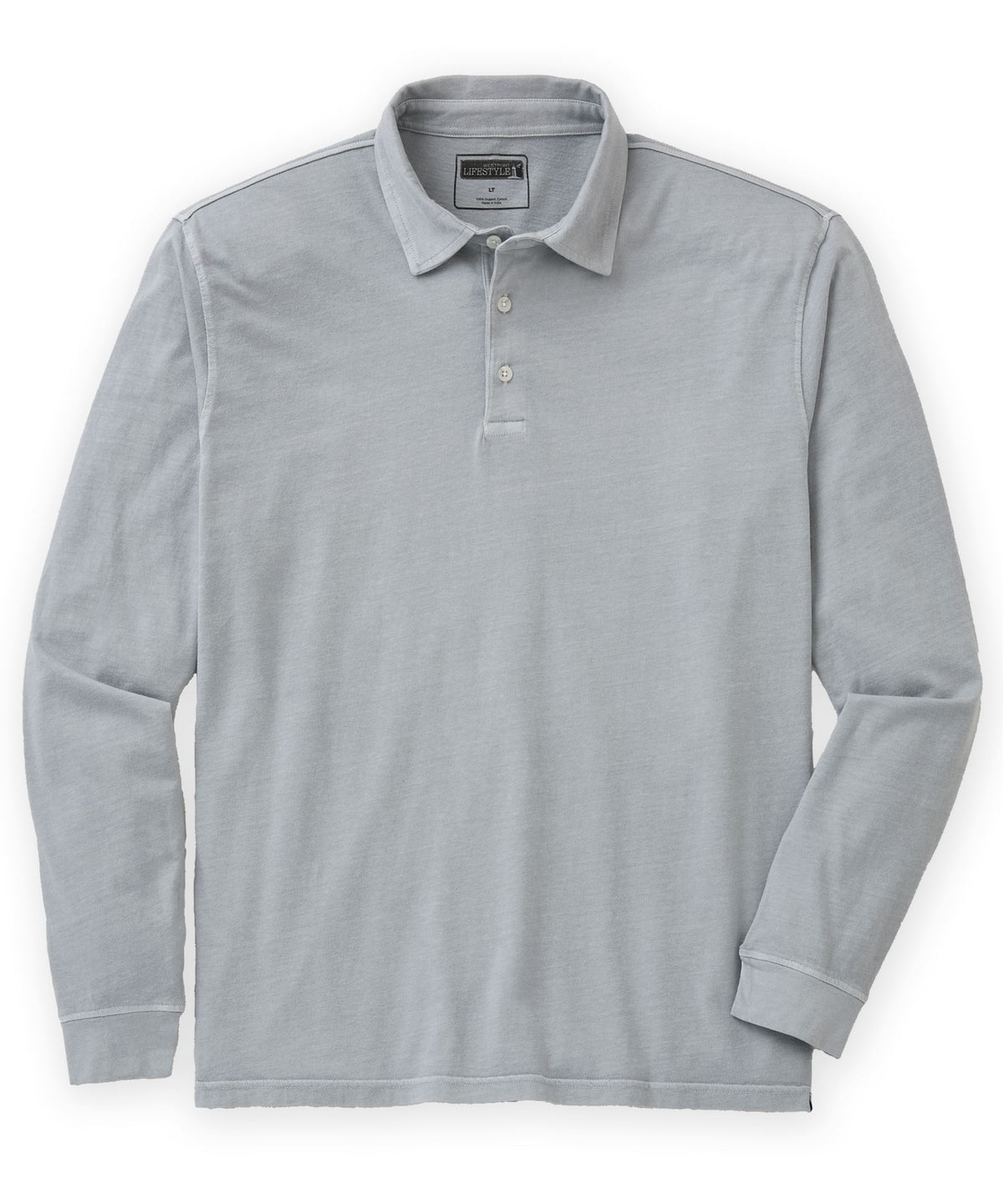 Westport Lifestyle Sunwashed Long Sleeve Polo - Granite, Men's Big & Tall