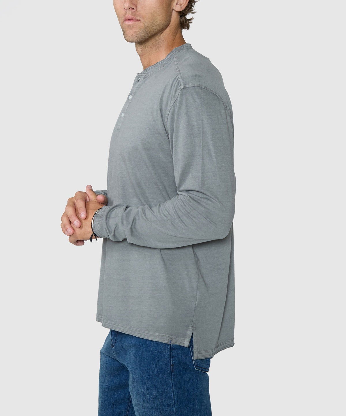 Westport Lifestyle Sunwashed Long Sleeve Henley - Tumbleweed, Men's Big & Tall