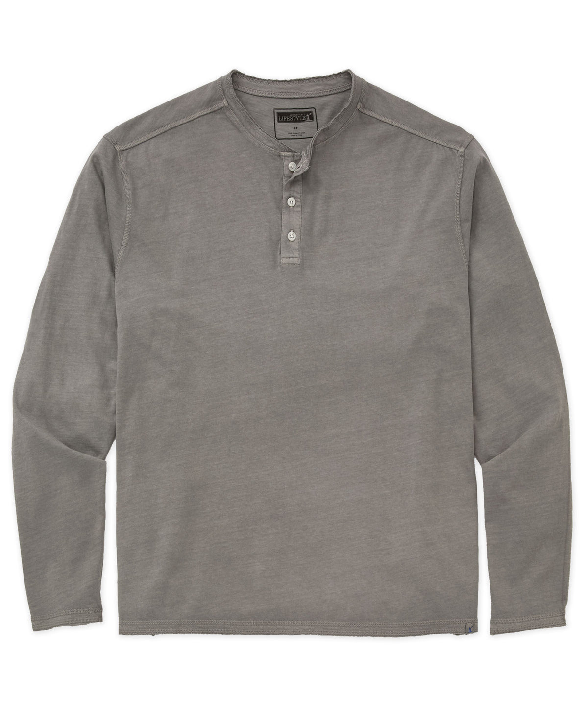 Westport Lifestyle Sunwashed Long Sleeve Henley - Tumbleweed, Men's Big & Tall