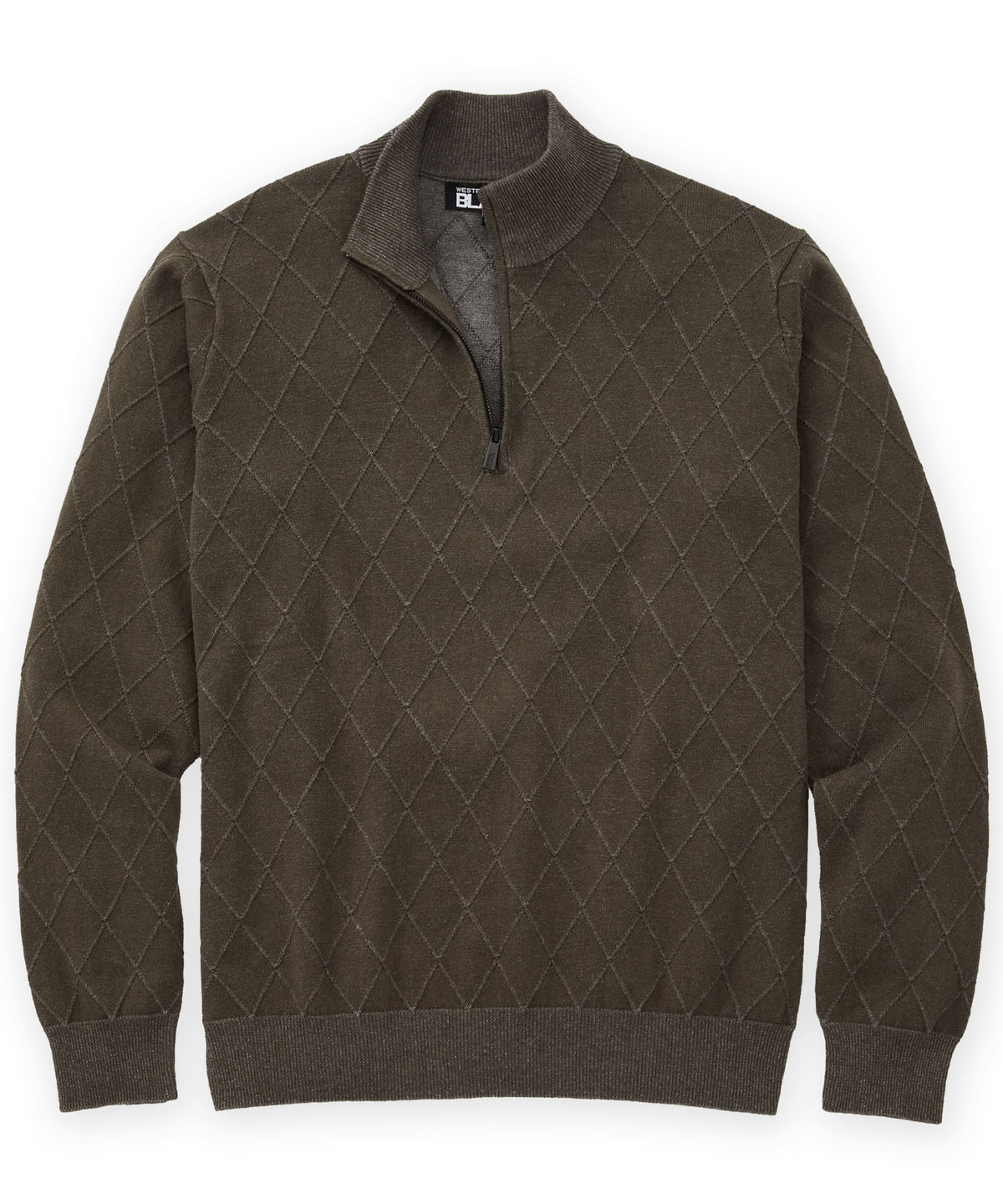 Westport Black Belvedere Diamond Quarter-Zip Pullover - Sage, Men's Big & Tall