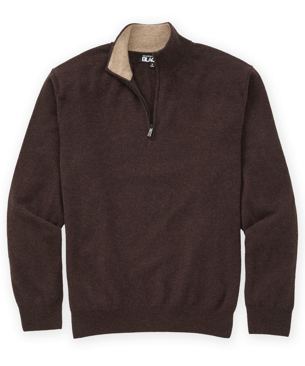 Westport Black Long Sleeve Heritage Quarter-Zip Pullover - Espresso, Men's Big & Tall