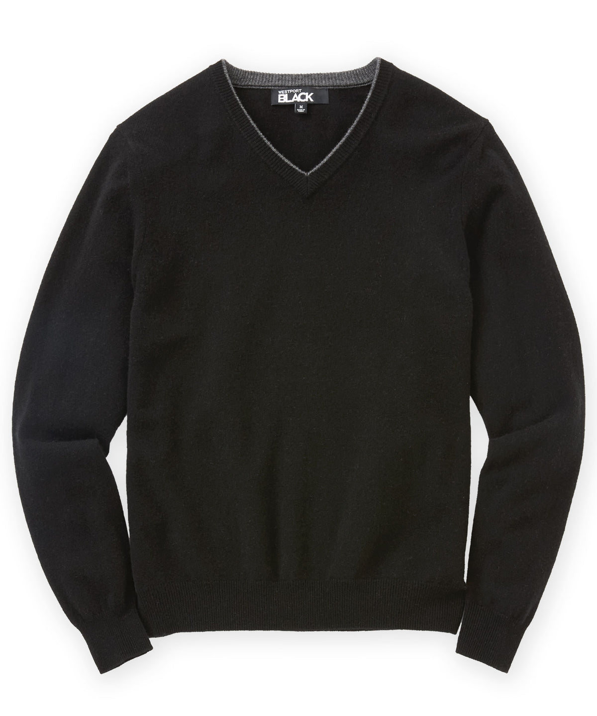 Westport Black Carmichael Cashmere Blend Mouline V-Neck Sweater, Men's Big & Tall