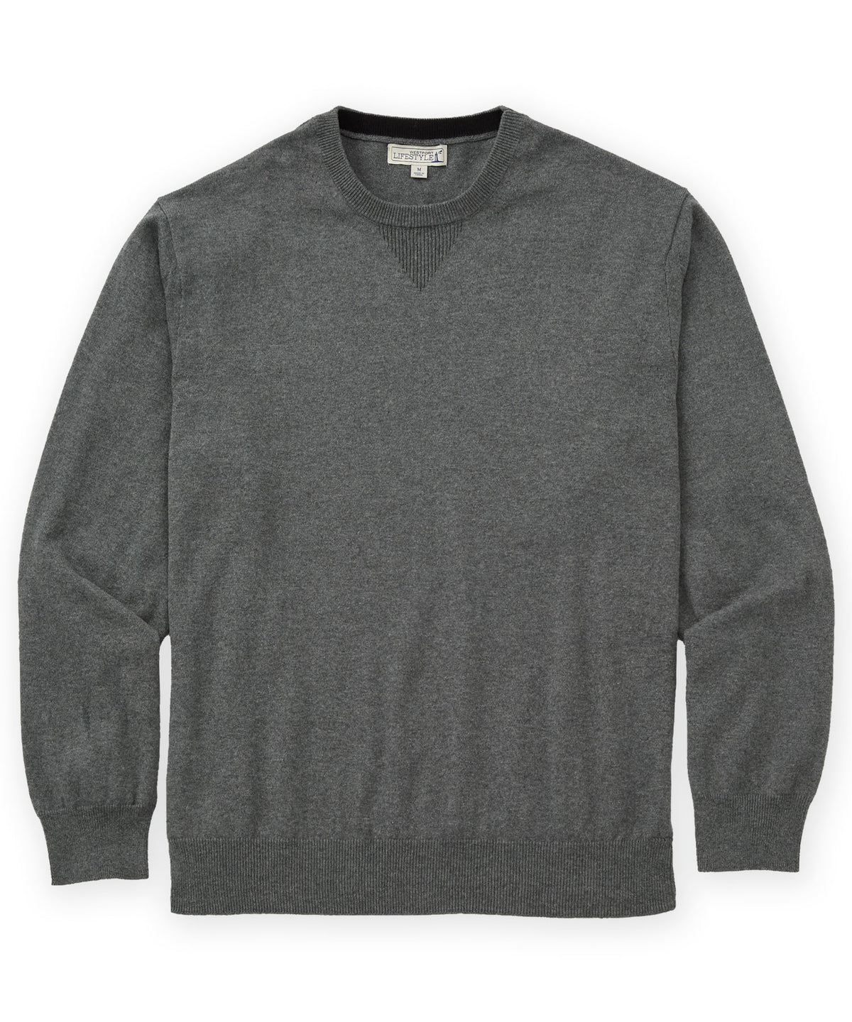 Westport Lifestyle Iconic Keyhole Cotton Cashmere Sweater - Grey, Men's Big & Tall