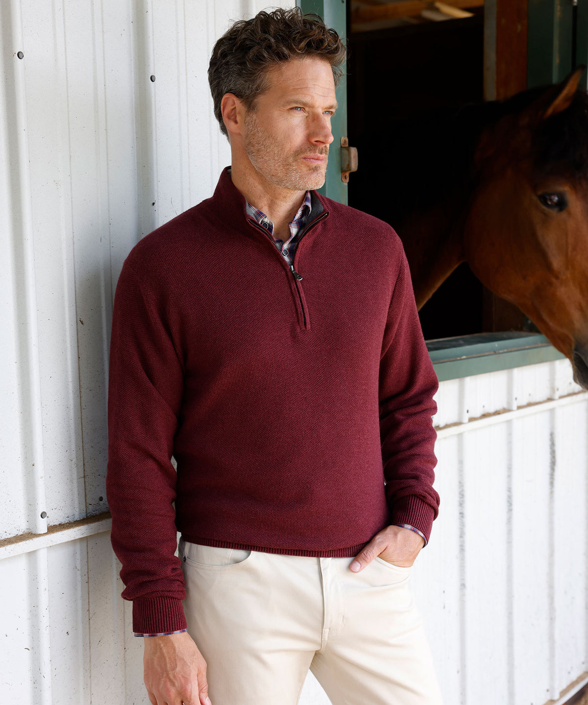 Westport Lifestyle Pinecrest Cotton Cashmere Quarter-Zip Pullover, Men's Big & Tall