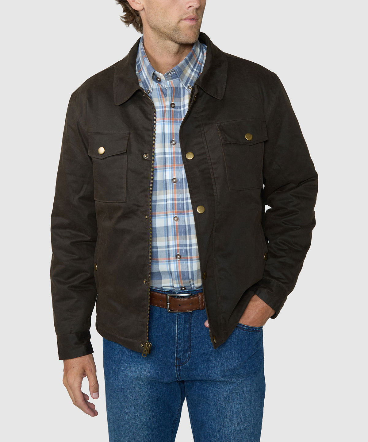 Westport Lifestyle Rambler Waxed Cotton Jacket - Brown, Men's Big & Tall